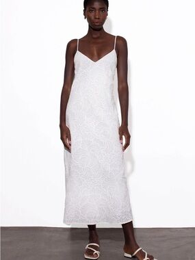 Mara Hoffman embroidered white slip dress large